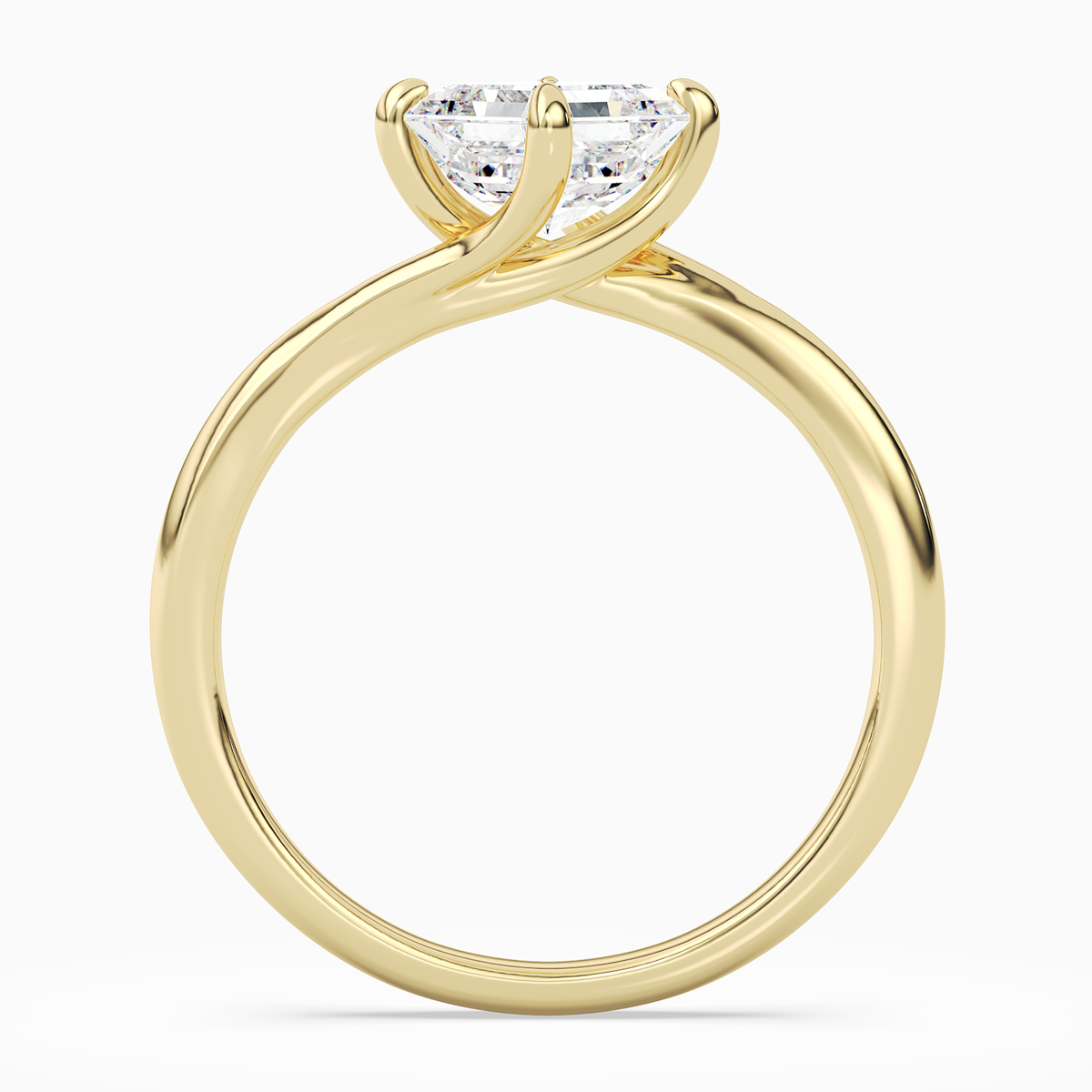 Asscher Bypass Solitaire in 14K Yellow Gold side profile
