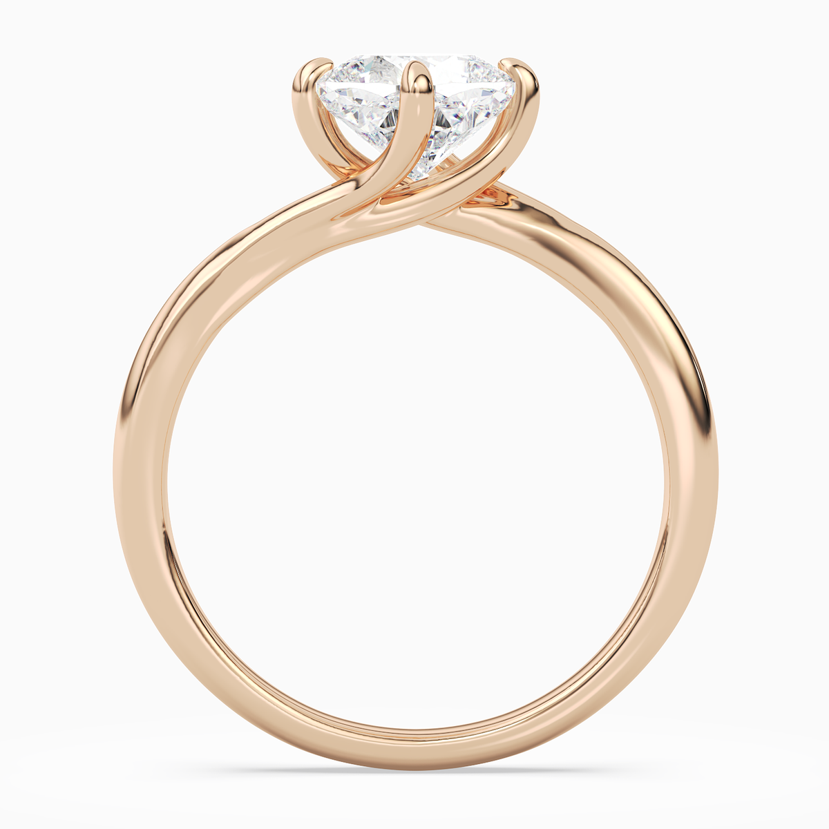 Cushion Bypass Solitaire in 14K Rose Gold side profile