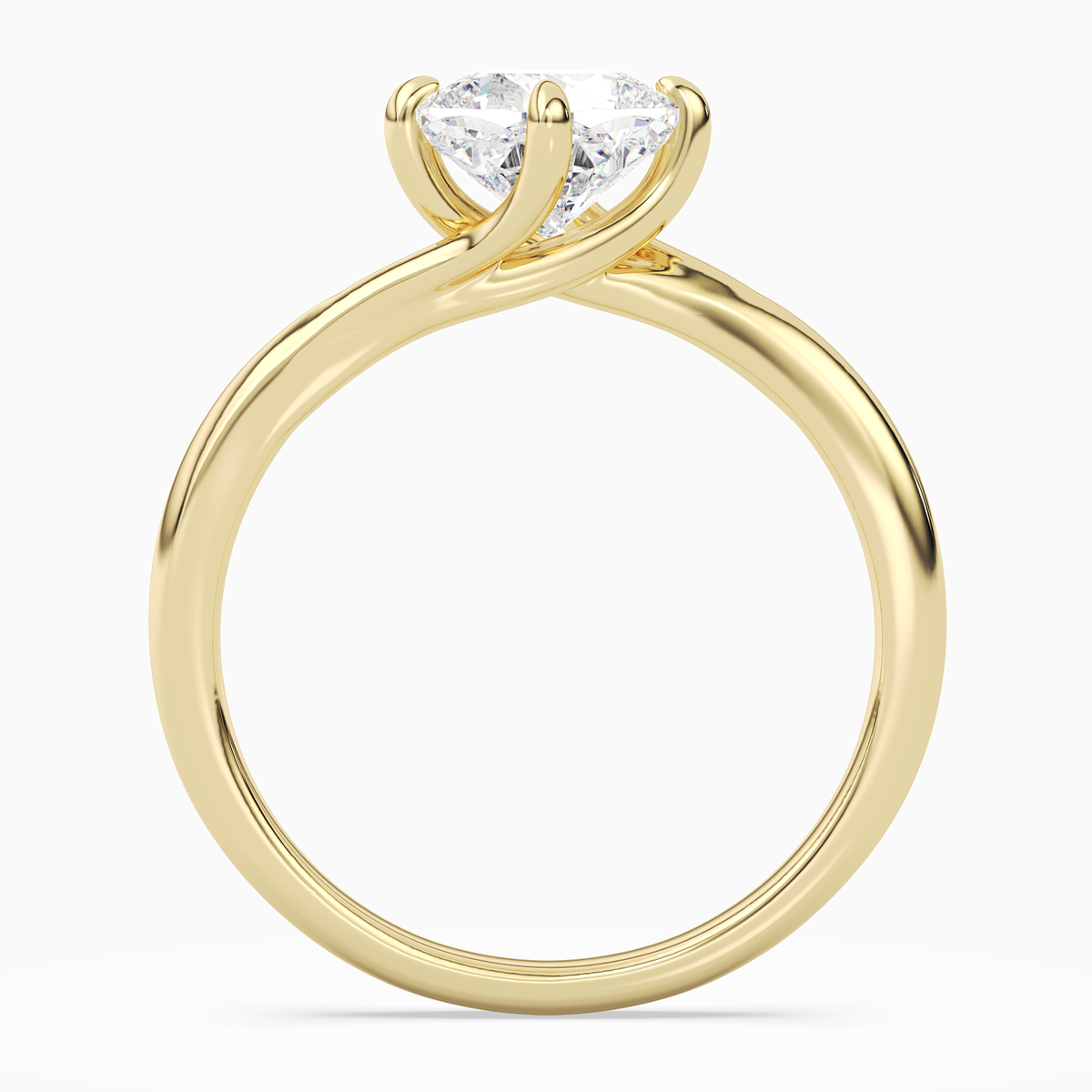Cushion Bypass Solitaire in 14K Yellow Gold side profile