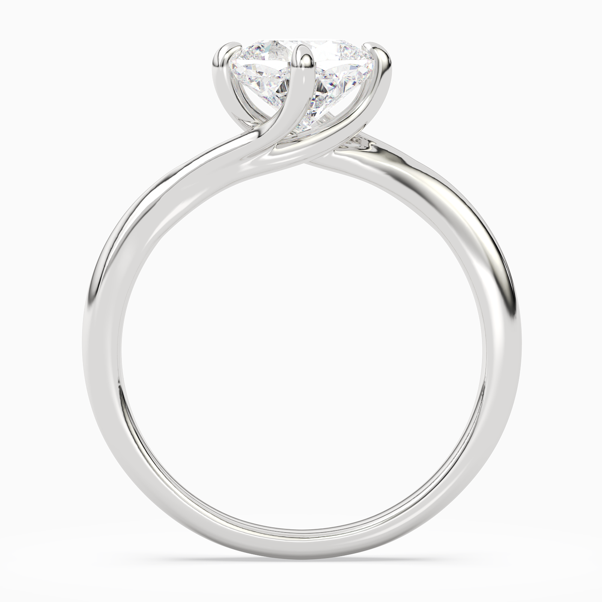 Cushion Bypass Solitaire in 18K White Gold side profile