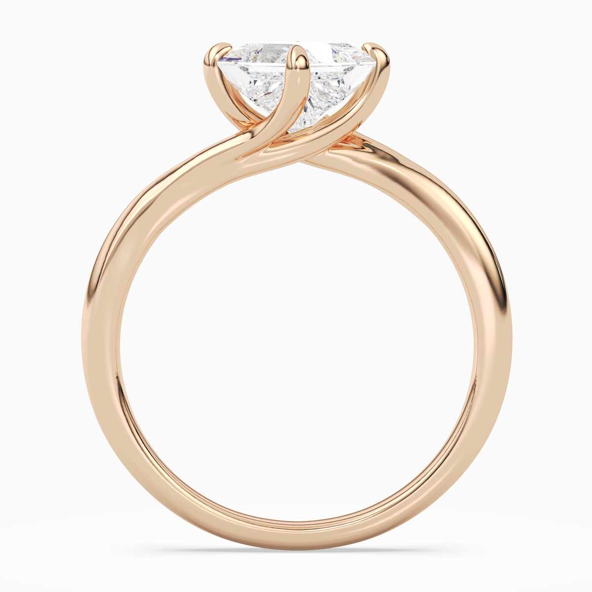 Princess Bypass Solitaire in 14K Rose Gold side profile
