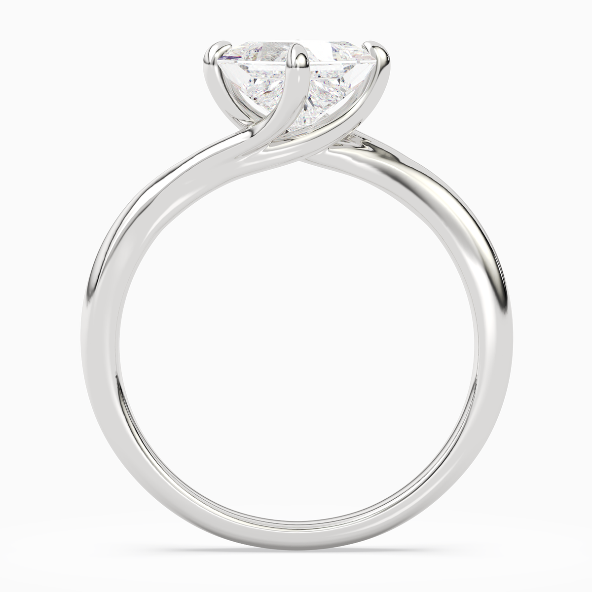 Princess Bypass Solitaire in 14K White Gold side profile