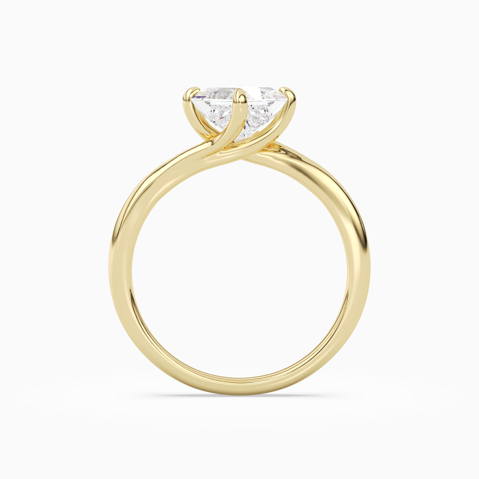 Princess Bypass Solitaire in 18K Yellow Gold side profile