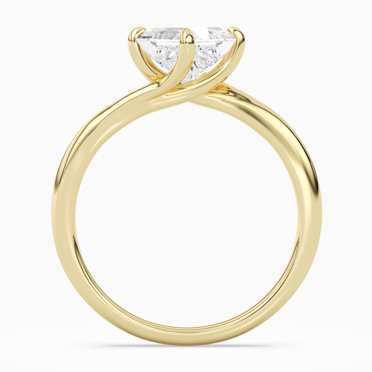 Princess Bypass Solitaire in 18K Yellow Gold side profile