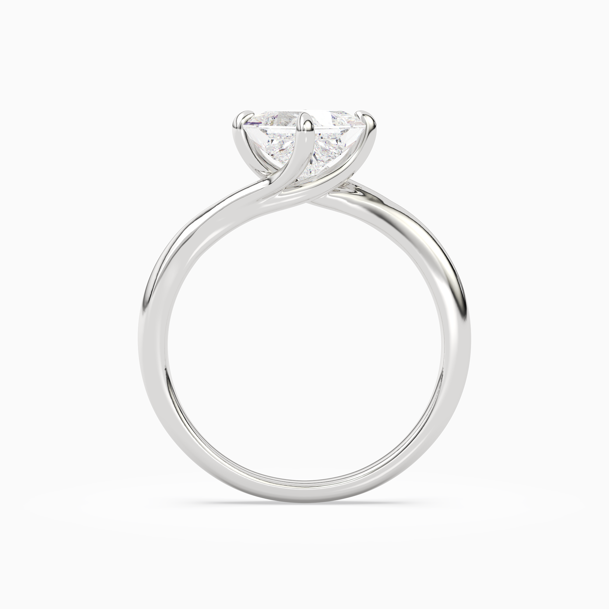 Princess Bypass Solitaire in Platinum side profile