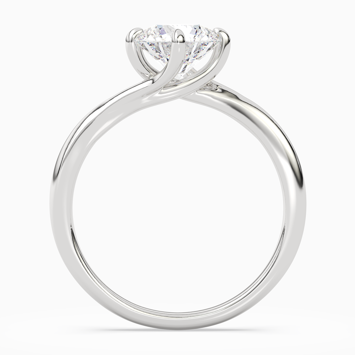 Round Bypass Solitaire in 14K White Gold side profile