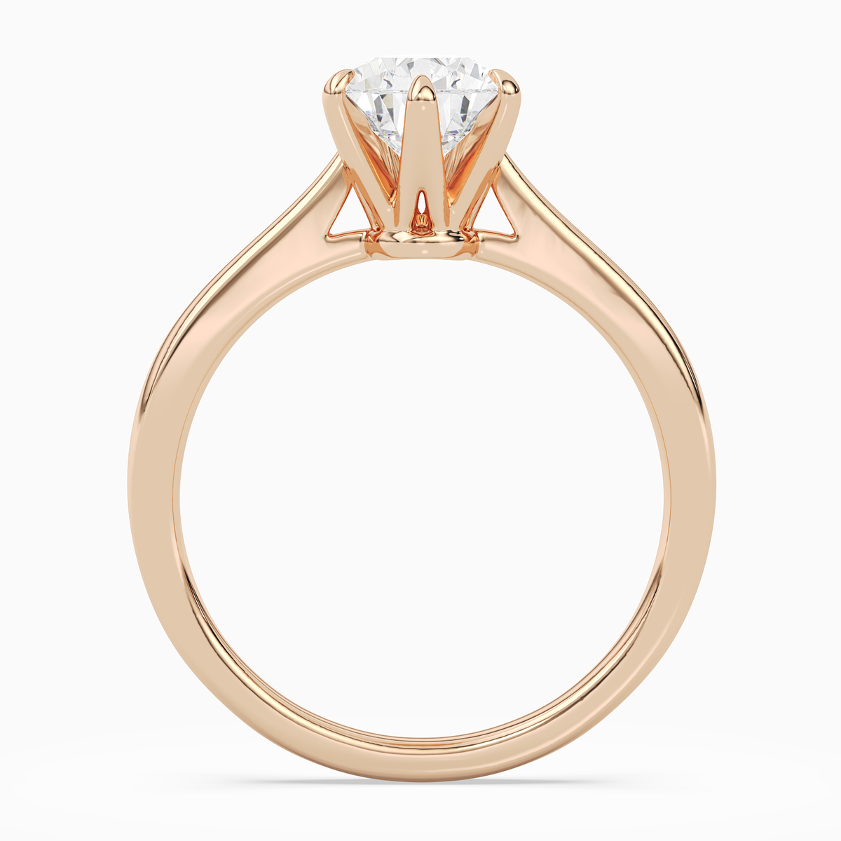 Pear Tapered Solitaire in 14K Rose Gold side profile