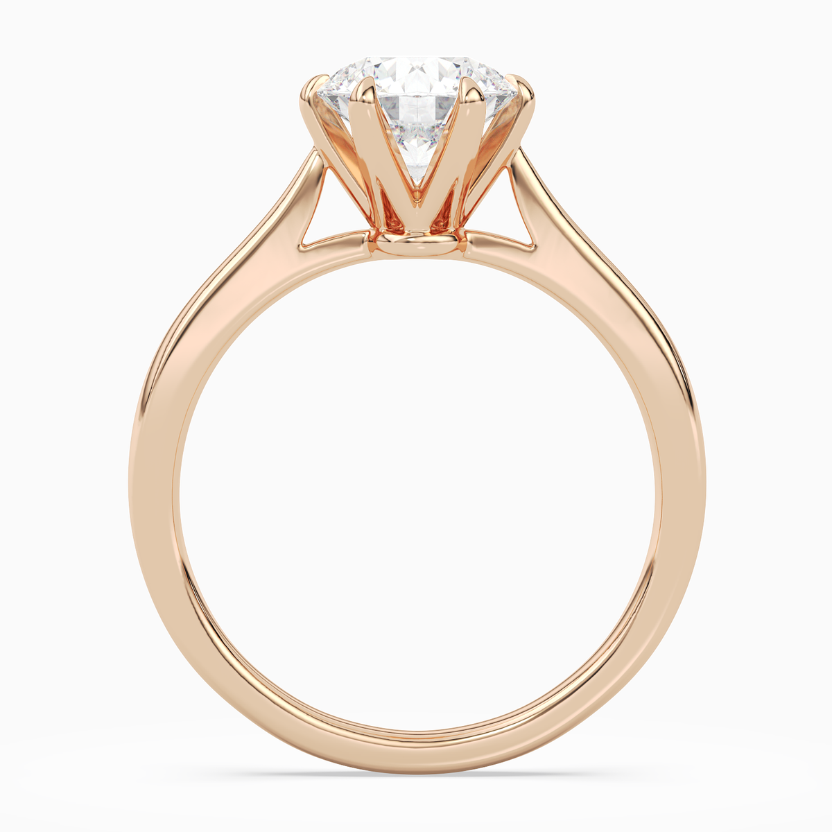 Round Tapered Solitaire in 14K Rose Gold side profile