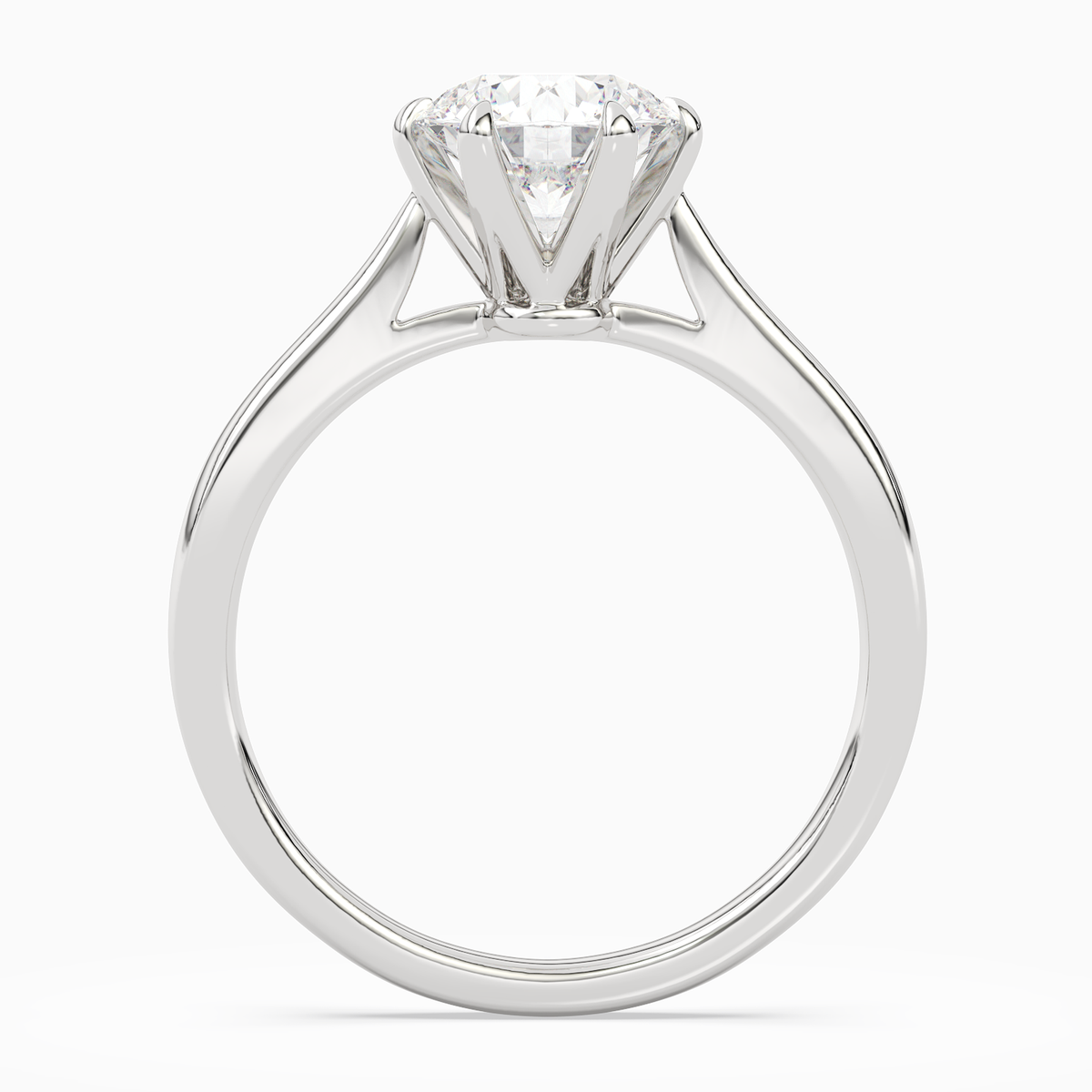 Round Tapered Solitaire in 14K White Gold side profile