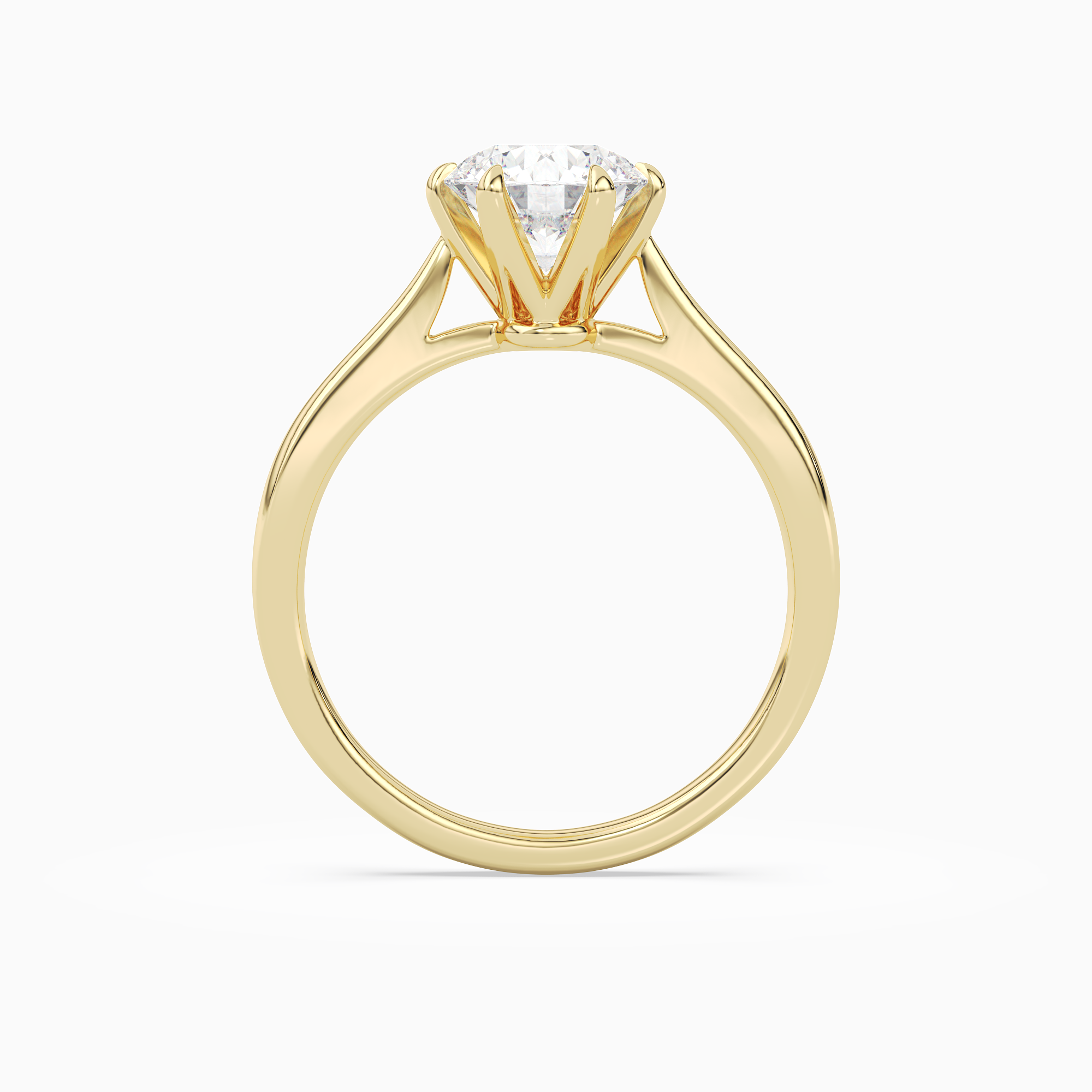 Round Tapered Solitaire in 14K Yellow Gold side profile