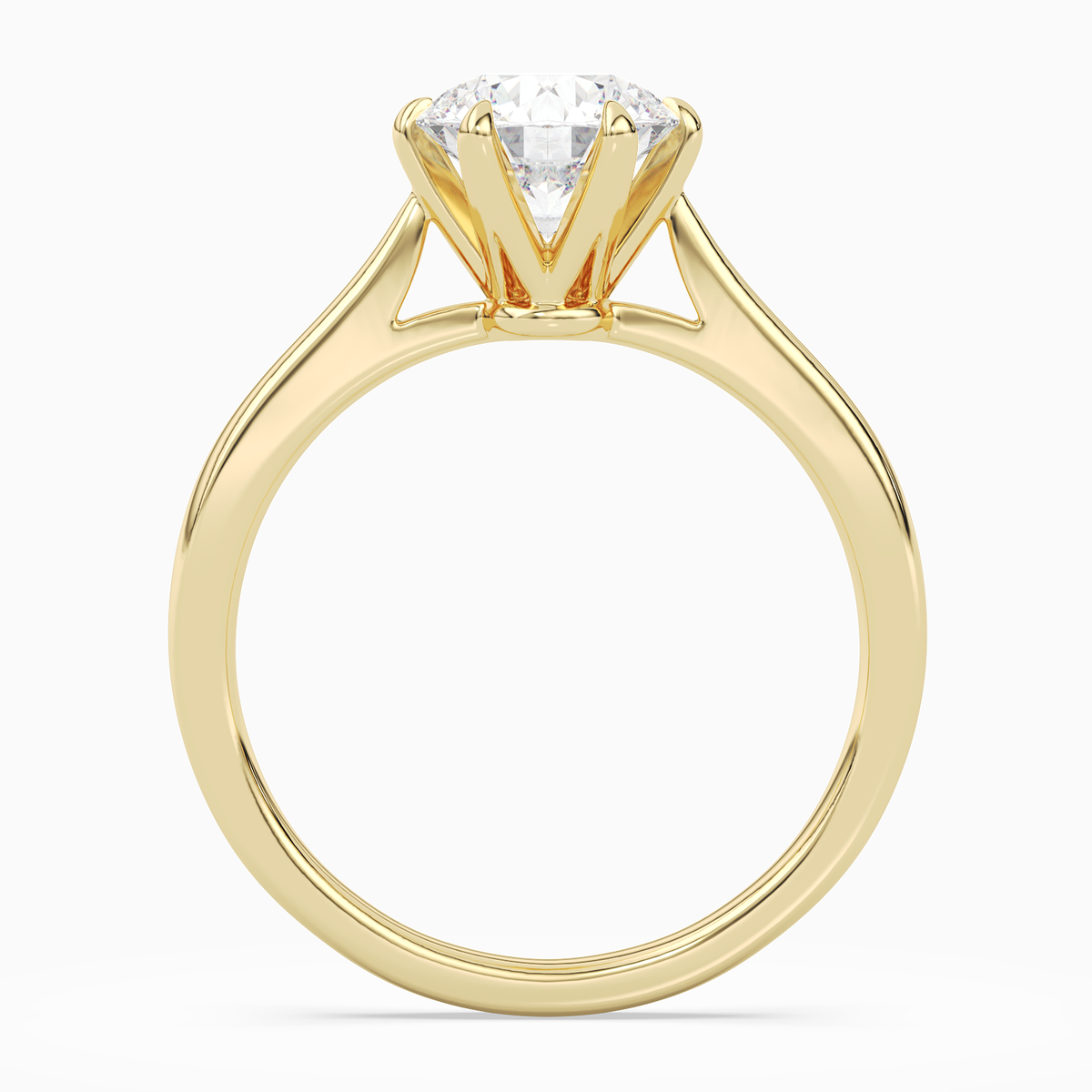 Round Tapered Solitaire in 14K Yellow Gold side profile