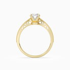 Oval Milgrain Edge Solitaire in 14K Yellow Gold side profile