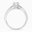 Oval Milgrain Edge Solitaire in 18K White Gold side profile