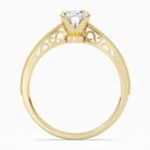 Oval Milgrain Edge Solitaire in 18K Yellow Gold side profile