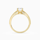 Radiant Milgrain Edge Solitaire in 14K Yellow Gold side profile