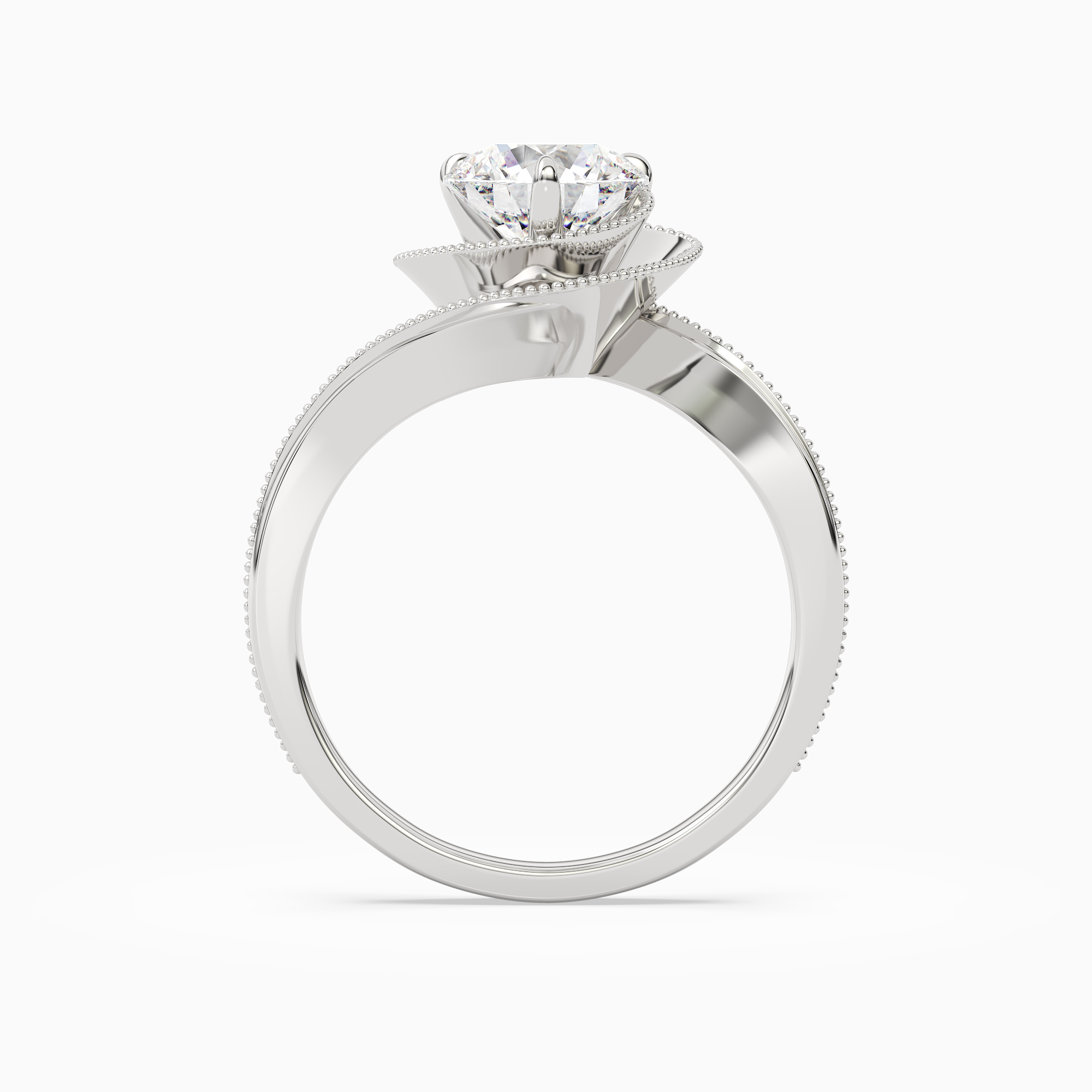 Round Natural-Inspired Crossover Solitaire in Platinum side profile