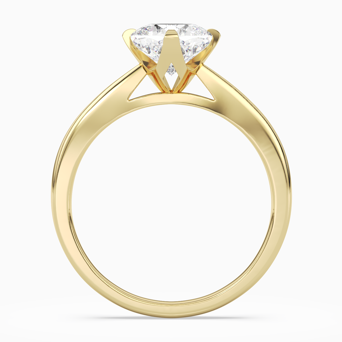 Cushion Petal Head Solitaire in 14K Yellow Gold side profile