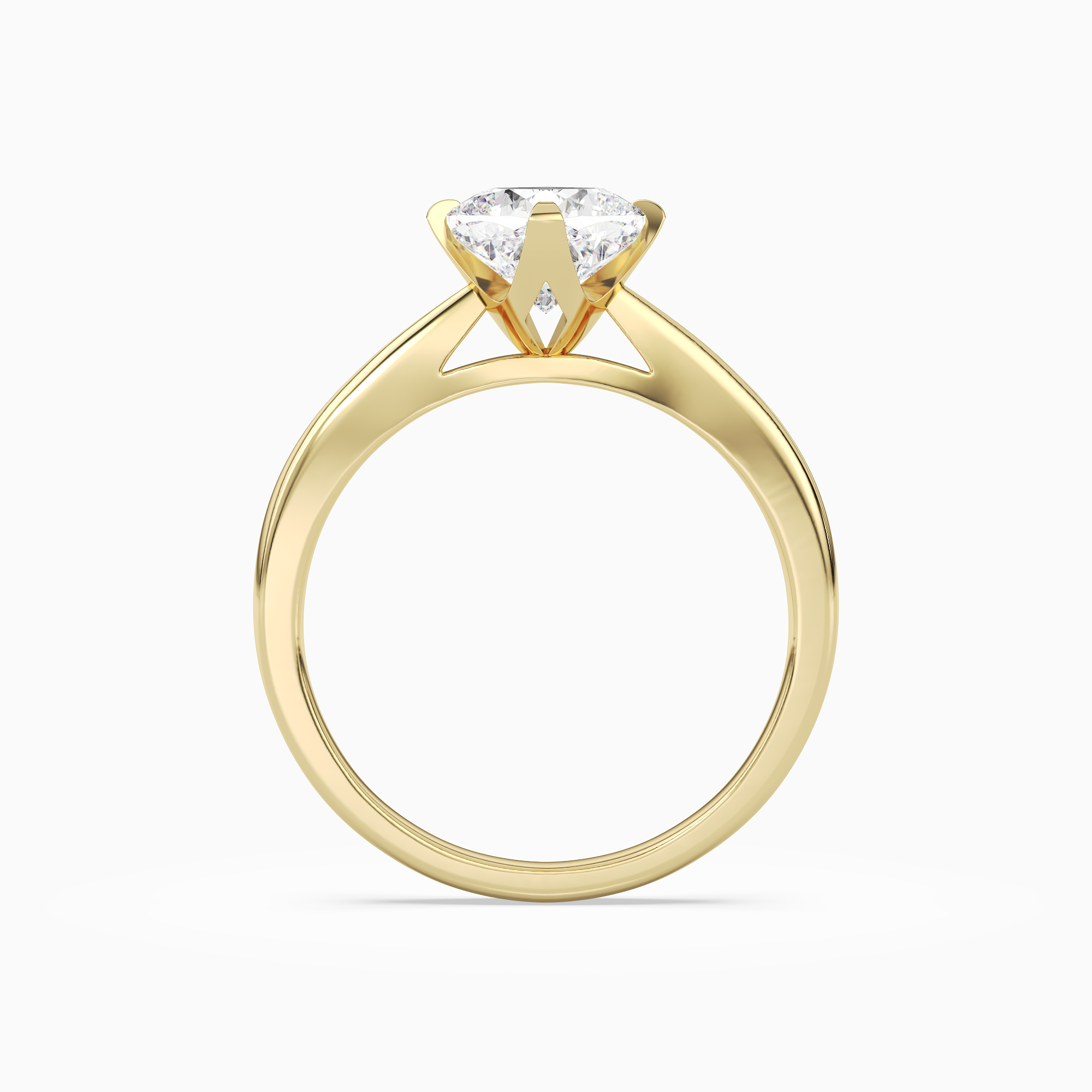 Cushion Petal Head Solitaire in 18K Yellow Gold side profile