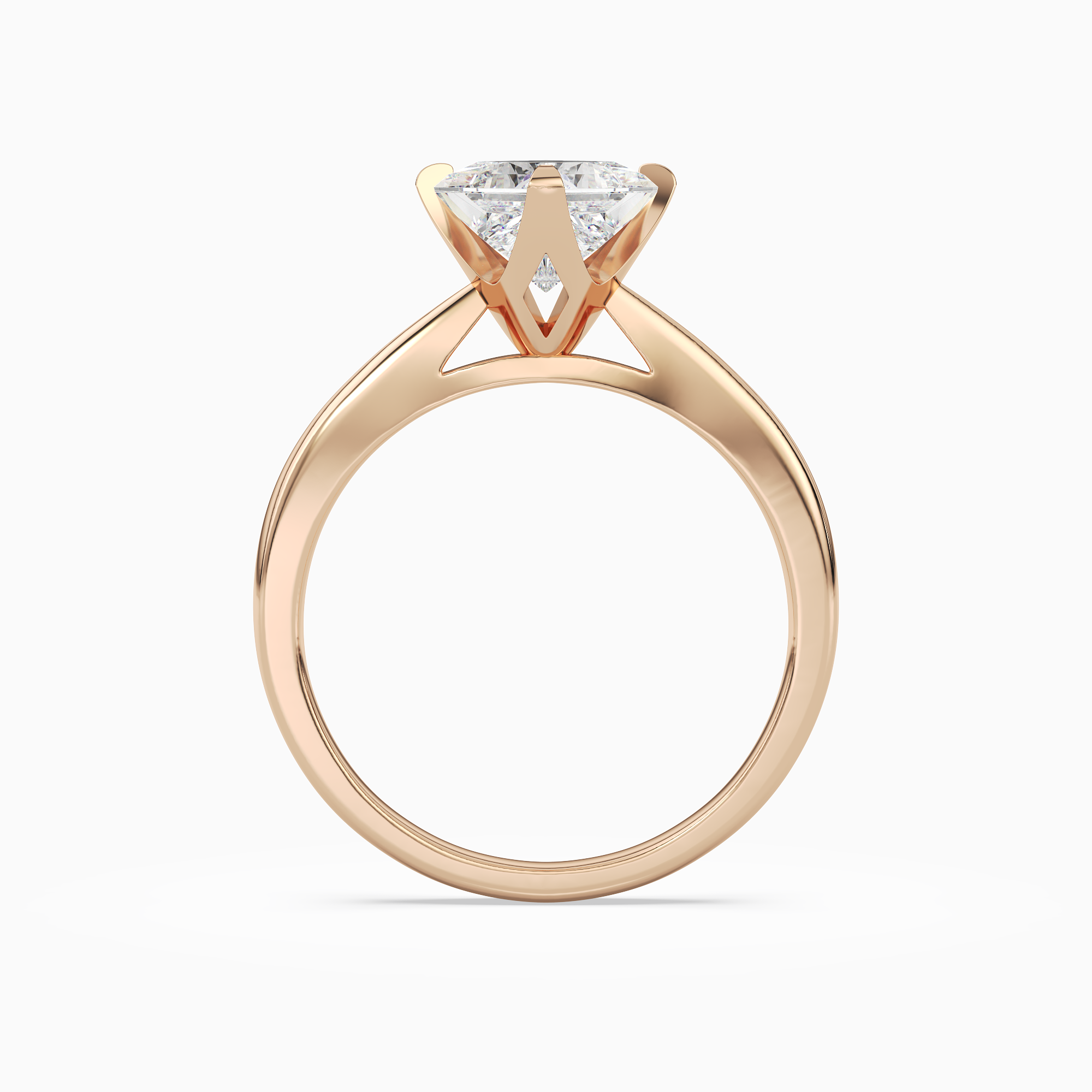 Princess Petal Head Solitaire in 14K Rose Gold side profile