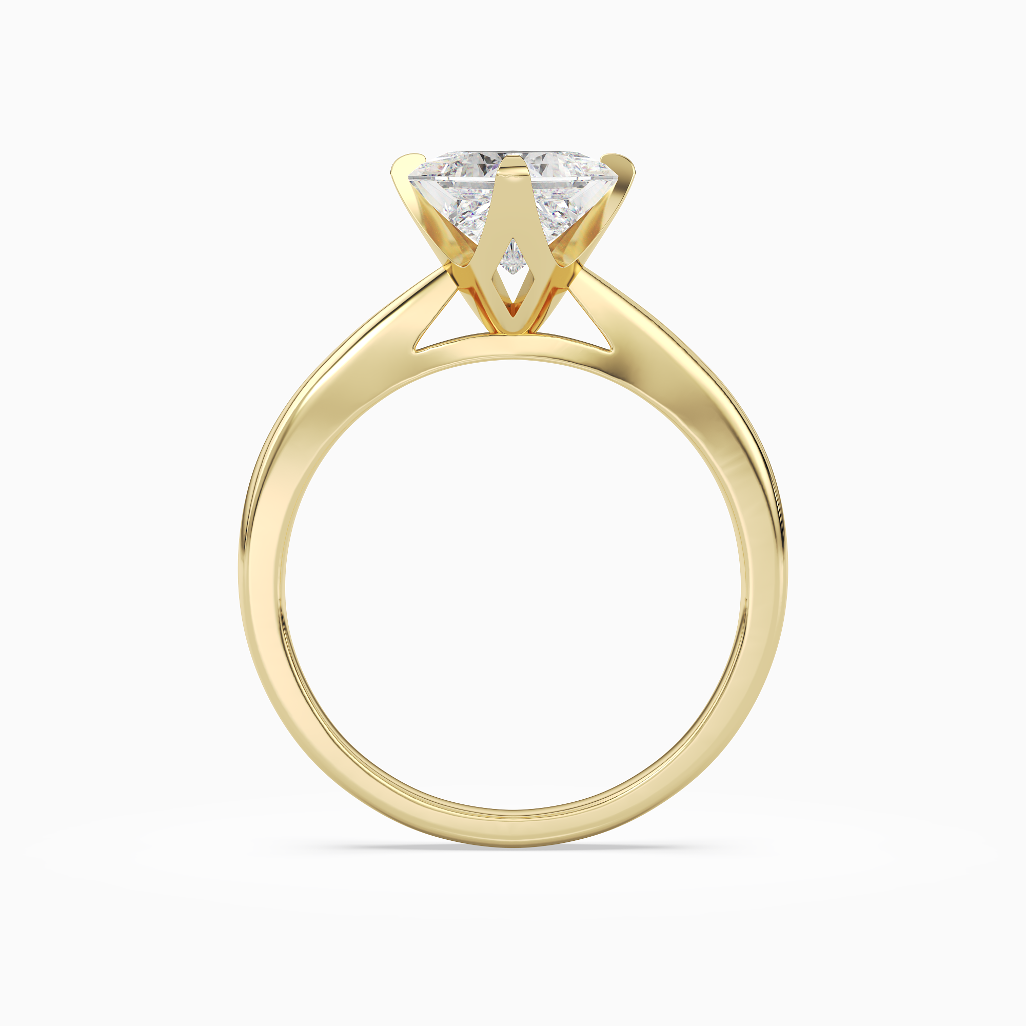 Princess Petal Head Solitaire in 14K Yellow Gold side profile