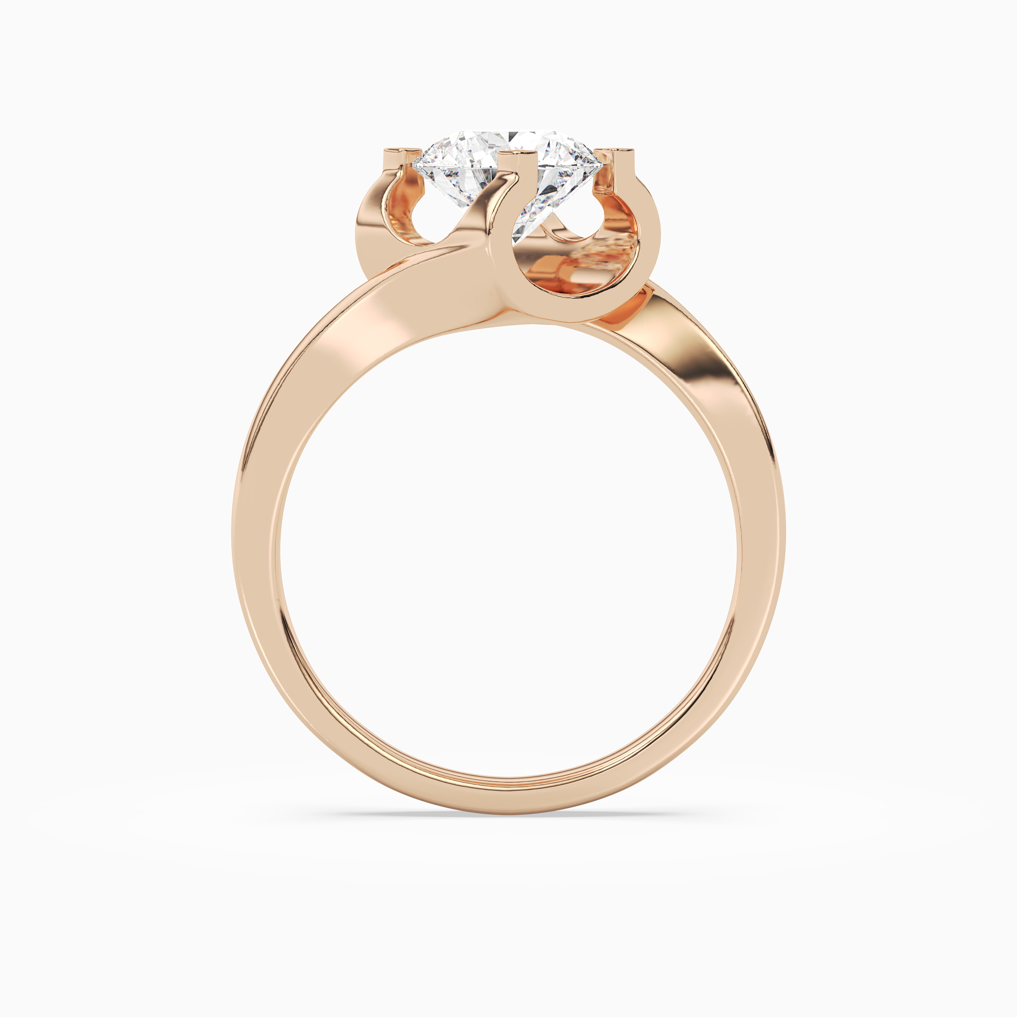 Round Bypass Solitaire in 14K Rose Gold side profile