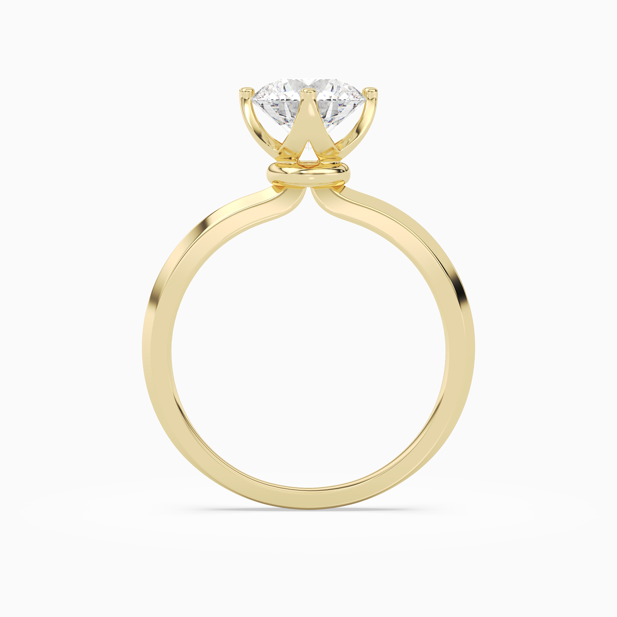 Round Solitaire in 18K Yellow Gold side profile