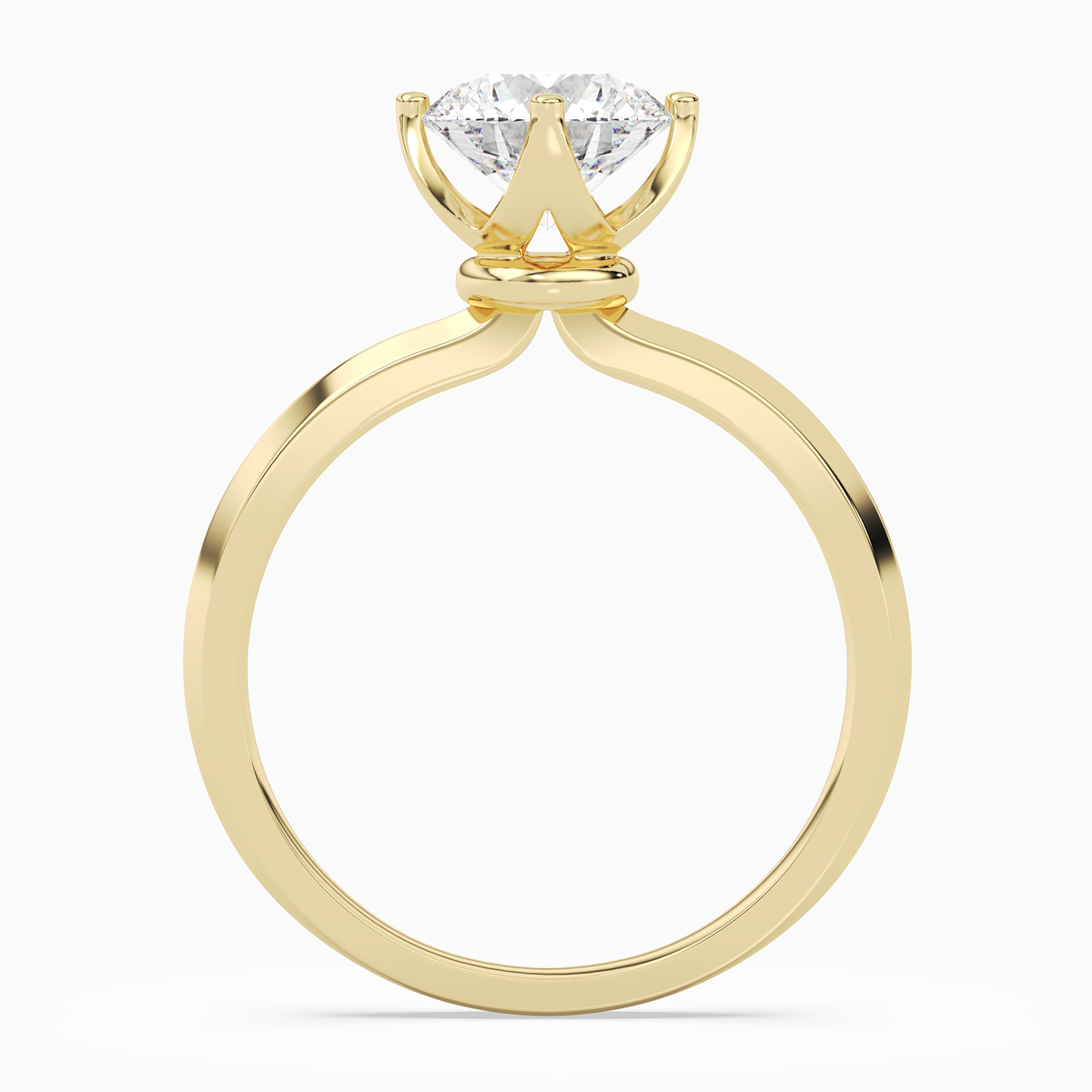 Round Solitaire in 18K Yellow Gold side profile