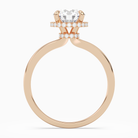 Round Double Hidden Halo Plain in 14K Rose Gold side profile
