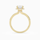 Round Double Hidden Halo Plain in 14K Yellow Gold side profile