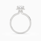 Round Double Hidden Halo Plain in 18K White Gold side profile