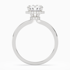 Round Double Hidden Halo Plain in 18K White Gold side profile