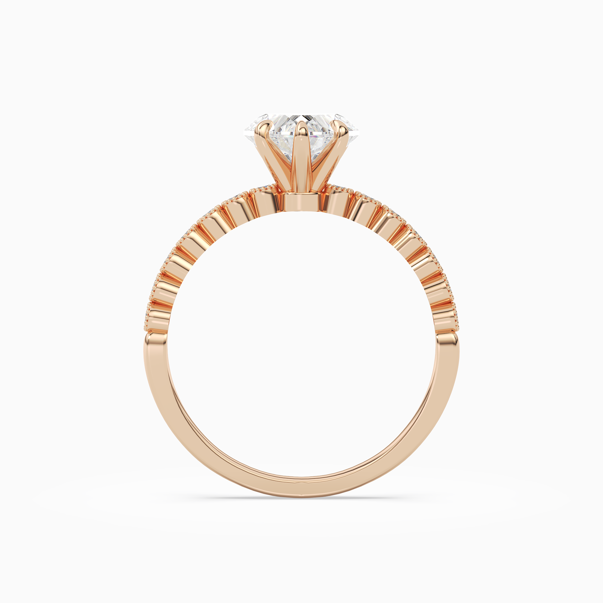 Heart Accent Shoulder Solitaire in 14K Rose Gold side profile