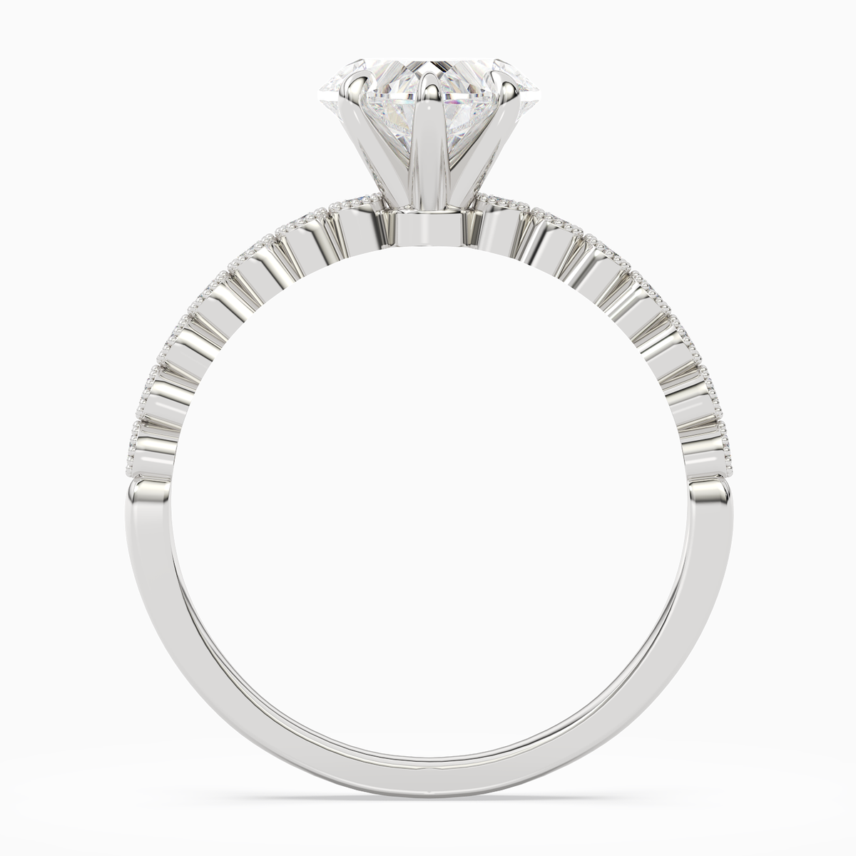 Heart Accent Shoulder Solitaire in 14K White Gold side profile