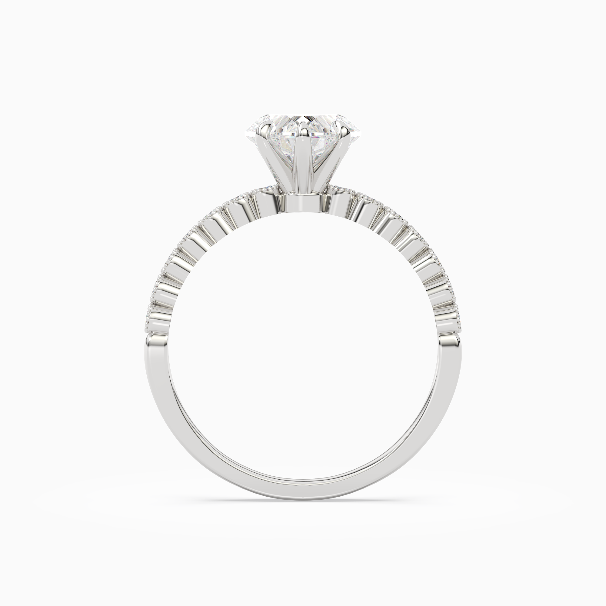 Heart Accent Shoulder Solitaire in Platinum side profile