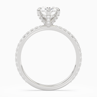 Oval Hidden Halo Accent Six-Prong Pavé in 18K White Gold side profile