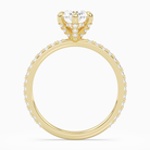 Oval Hidden Halo Accent Six-Prong Pavé in 18K Yellow Gold side profile
