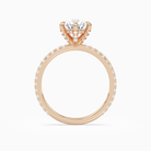 Round Hidden Halo Accent Six-Prong Pavé in 14K Rose Gold side profile
