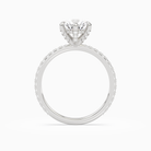 Round Hidden Halo Accent Six-Prong Pavé in 14K White Gold side profile