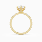 Round Hidden Halo Accent Six-Prong Pavé in 14K Yellow Gold side profile