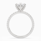 Round Hidden Halo Accent Six-Prong Pavé in Platinum side profile