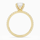 Cushion Hidden Halo Accent Luxe Pavé in 18K Yellow Gold side profile