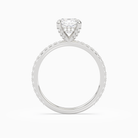 Cushion Hidden Halo Accent Luxe Pavé in Platinum side profile