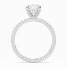 Cushion Hidden Halo Accent Luxe Pavé in Platinum side profile