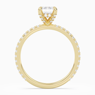 Emerald Hidden Halo Accent Luxe Pavé in 14K Yellow Gold side profile
