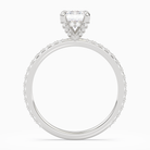Emerald Hidden Halo Accent Luxe Pavé in Platinum side profile