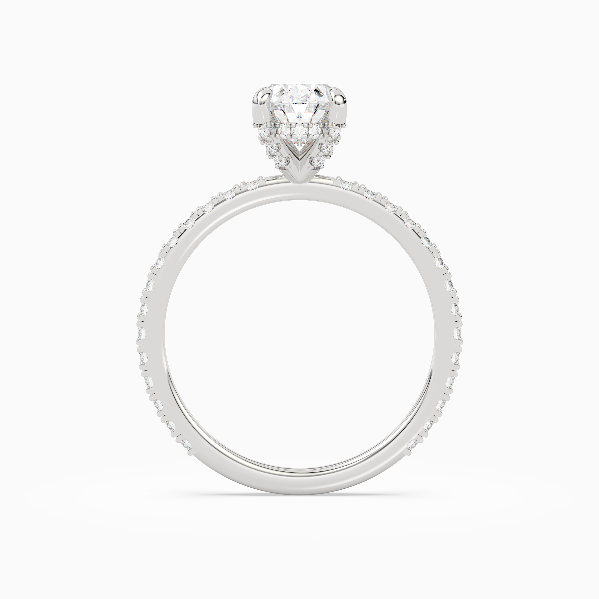 Oval Hidden Halo Accent Luxe Pavé in 14K White Gold side profile