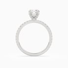 Oval Hidden Halo Accent Luxe Pavé in 18K White Gold side profile