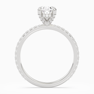 Oval Hidden Halo Accent Luxe Pavé in 18K White Gold side profile