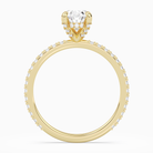 Oval Hidden Halo Accent Luxe Pavé in 18K Yellow Gold side profile