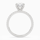 Round Hidden Halo Accent Luxe Pavé in 14K White Gold side profile
